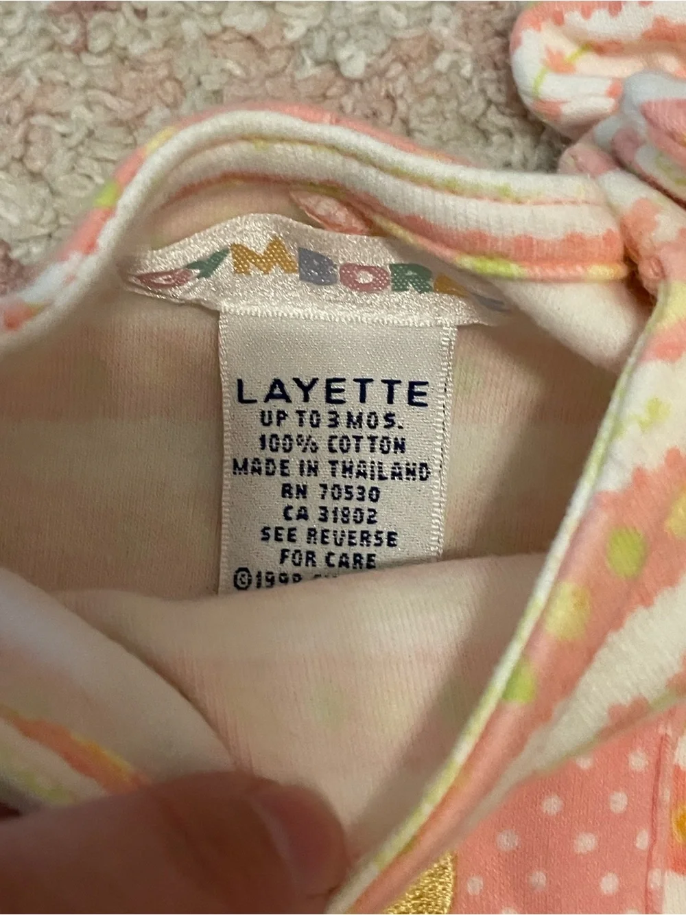 VTG Rainbow tag Gymboree Bubble Layette